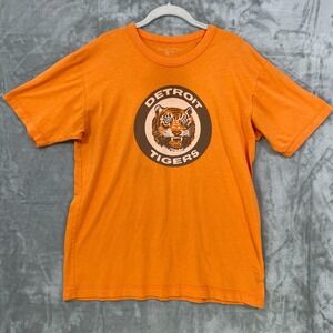 Vintage Detroit Tigers by Wright & Ditson T-Shirt XL Orange USA Made Stained